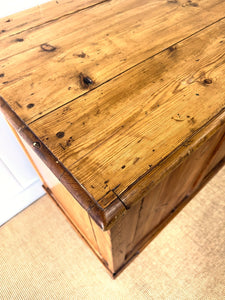 A Large Rustic Antique English Pine Shop Counter c1890