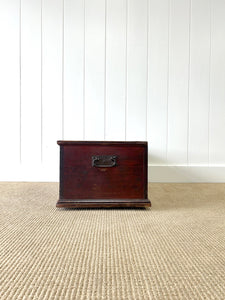 An English Pine Blanket Box or Small Low Coffee Table With Iron Handles c1850