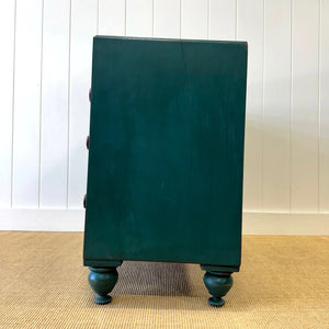 An English Pine Chest of Drawers Dresser in Green Paint c1890