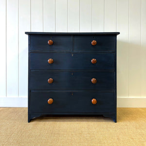 A Dark Blue English Pine Chest of Drawers Dresser c1890