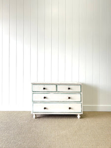 An Antique English Painted Pine Chest of Drawers Dresser with Tulip Feet c1890