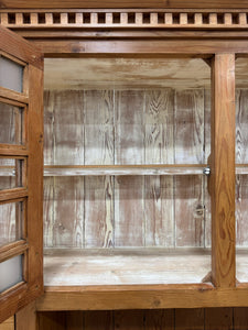 A Monumental Late 19th Century English Pine Bookcase Cabinet or Hutch