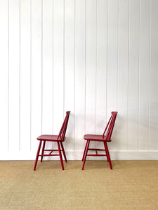 A Set of 5 Stick Back or Windsor Chairs in Red