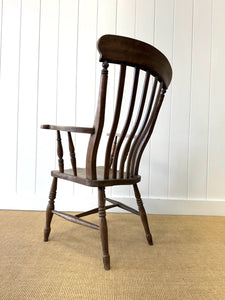 A Victorian Elm Slat Back English Windsor Farmhouse Armchair
