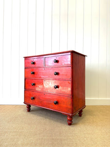A Striking English Red Chest of Drawers Dresser c1890