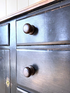 An Ebonized English Country Pine Buffet Sideboard