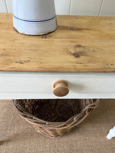 An English Country Pine Painted Console Table or Nightstand c1890