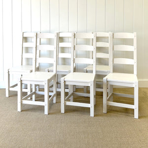 A Set of 6 Ladderback Chairs Painted White