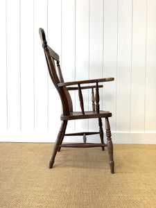 A Victorian Elm Slat Back English Windsor Farmhouse Armchair