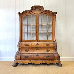 An 18th Century Dutch Vitrine à Deux Corps Glazed Pine Bookcase Cabinet or Hutch