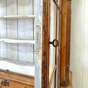 An 18th Century Dutch Vitrine à Deux Corps Glazed Pine Bookcase Cabinet or Hutch