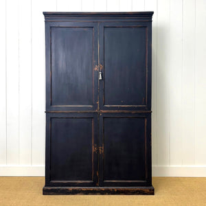 A Handsome English 19th Century Ebonized Pine Housekeeper's Cupboard