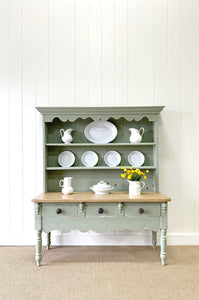 An Antique English Country Painted Kitchen Dresser