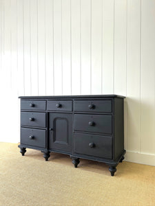 An Ebonized English Country Pine Buffet Sideboard