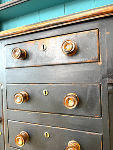 A Wonderful Large Ebonized Welsh Dresser or Cupboard
