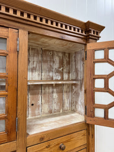 A Monumental Late 19th Century English Pine Bookcase Cabinet or Hutch