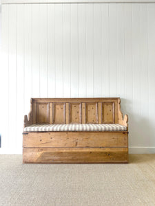 Antique 19th Century Swedish High Back Pine Bench