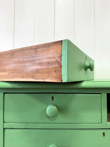A Large Pine Green Painted Chest of Drawers Dresser c1890