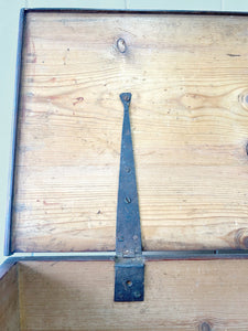 An English Pine Blanket Box or Small Low Coffee Table With Iron Handles c1850