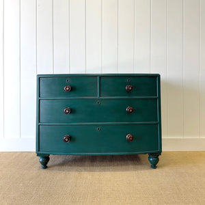 An English Pine Chest of Drawers Dresser in Green Paint c1890