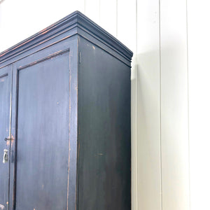A Handsome English 19th Century Ebonized Pine Housekeeper's Cupboard