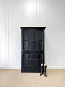 A Handsome English 19th Century Ebonized Pine Housekeeper's Cupboard