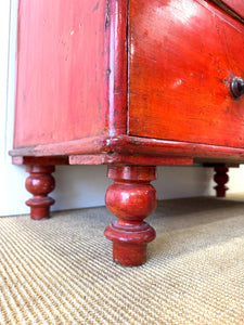 A Striking English Red Chest of Drawers Dresser c1890