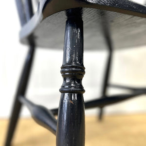A Set of Six Antique Black Windsor Armchairs