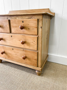 An Antique English Pine Chest of Drawers Dresser c1890 with Gallery