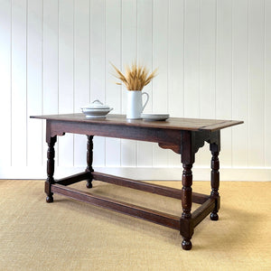 An Antique English Country 5.5 ft Narrow Kitchen Dining Table or Sideboard