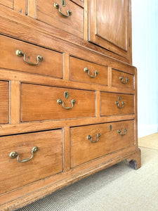 An Antique English Pine Tack Cupboard Brass Hardware