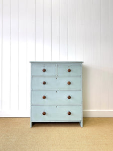 An Antique Blue Painted Chest of Drawers Dresser