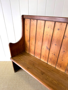 An Antique English Pine Settle or Hall Bench