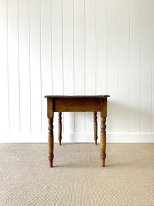 Antique English Country Pine 3.5ft Dining Table or Side Table with Drawer c1890