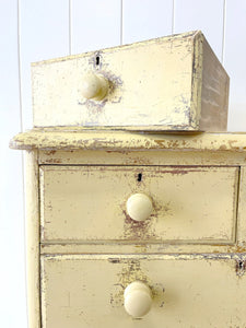 An Antique English Yellow Painted Pine Chest of Drawers Dresser c1890
