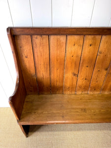 An Antique English Pine Settle or Hall Bench