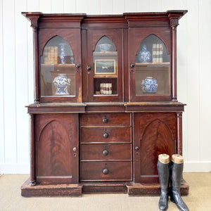 A Scottish Mahogany Breakfront Library or Dining Room Cabinet c1840