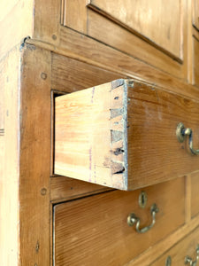 An Antique English Pine Tack Cupboard Brass Hardware