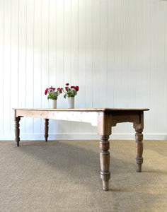 A Large Antique 8 ft English Pine Farmhouse Table
