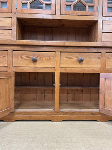 A Monumental Late 19th Century English Pine Bookcase Cabinet or Hutch
