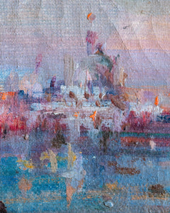Henri Duvieux - Oil on Canvase - Venice, in View of Santa Maria Della Salute at Sunset