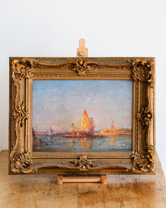 Henri Duvieux - Oil on Canvase - Venice, in View of Santa Maria Della Salute at Sunset