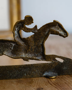 Antique Horse and Jockey Chimney Brass Set