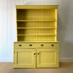 A Sunny Yellow 19th Century Pine Welsh Kitchen Dresser or Hutch