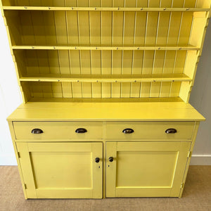 A Sunny Yellow 19th Century Pine Welsh Kitchen Dresser or Hutch