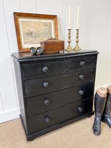 An English Ebonized Pine Black Chest of Drawers Dresser c1890