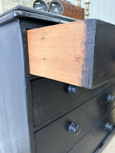 An English Ebonized Pine Black Chest of Drawers Dresser c1890