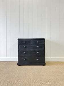An English Ebonized Pine Black Chest of Drawers Dresser c1890