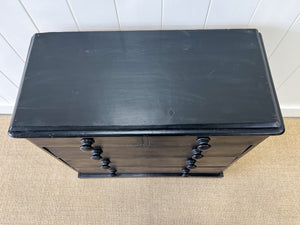 An English Ebonized Pine Black Chest of Drawers Dresser c1890