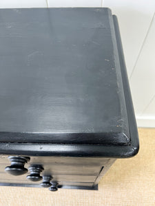 An English Ebonized Pine Black Chest of Drawers Dresser c1890